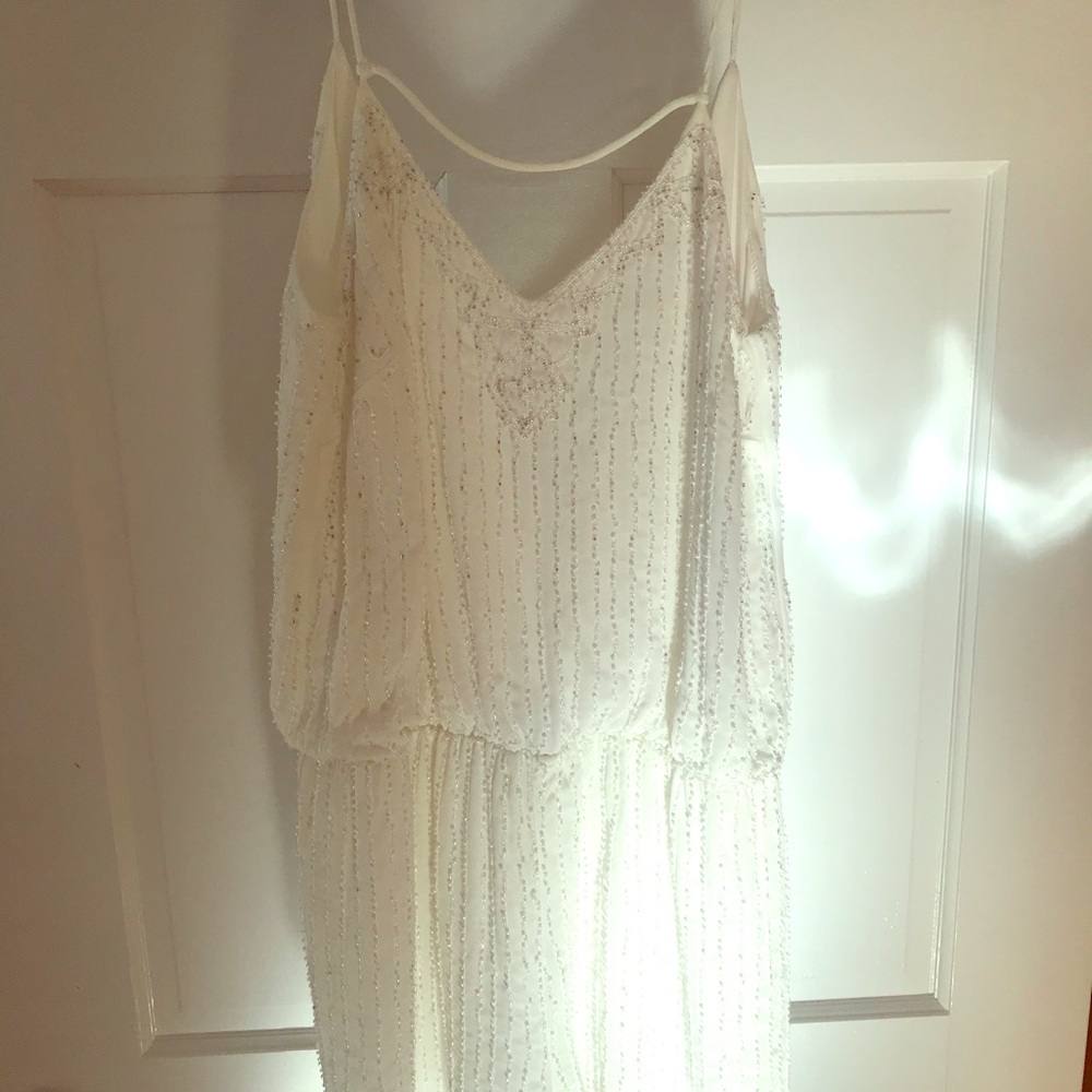 White beaded romper
